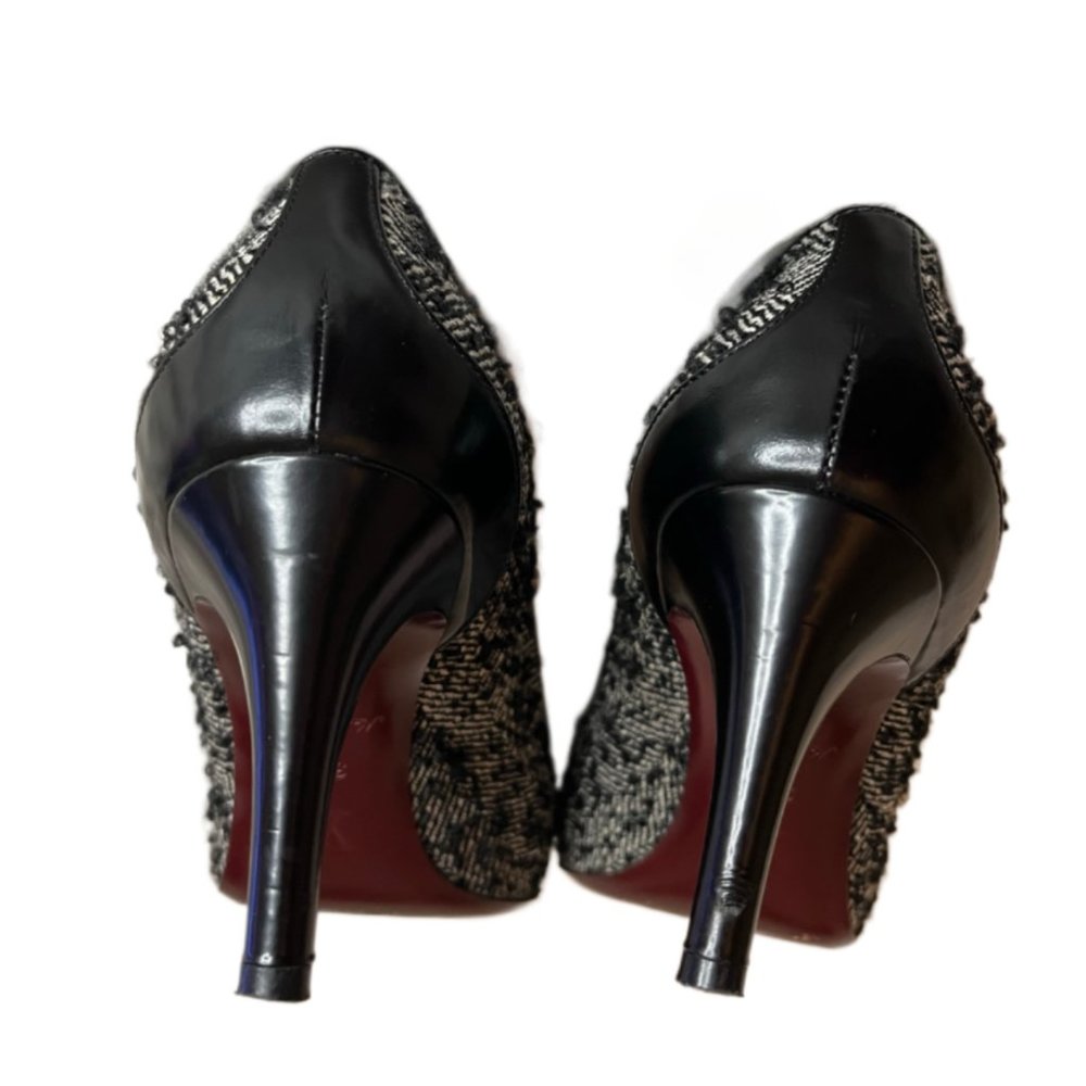 Louis Vuitton Black Leather Tweed Heels Size 37.5 - Picture 13 of 13